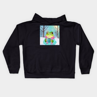 Cozy winter frog Kids Hoodie